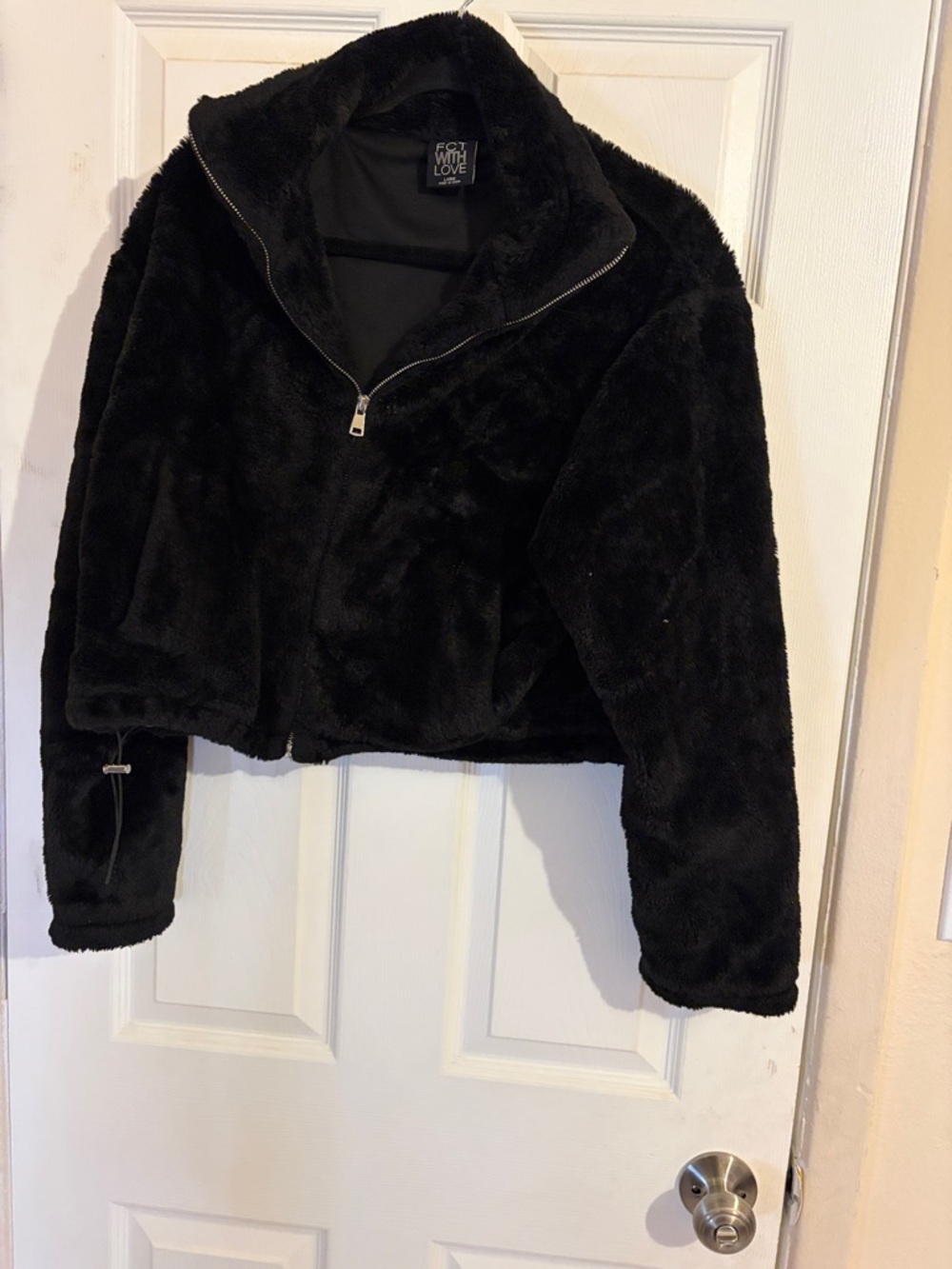 Cozy Half-Zip Teddy Jacket - Black by Get With Love